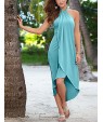 Women's Beach Simple Loose Dress,Solid Halter Asymmetrical Sleeveless Pink / Red / Black / Green / Purple Polyester Summer