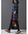 Casual/Daily / Plus Size Cute Dress Round Neck Above Knee Long Sleeve Blue Cotton / Linen Spring / Fall / Winter Inelastic Medium