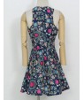 Women's Club Skater Dress,Print V Neck Above Knee Sleeveless Blue Summer