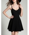 Women's Party/Cocktail Sexy A Line Dress,Solid Strap Mini Sleeveless White / Black Polyester Summer