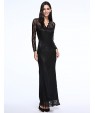 Women's Sexy Beach Casual Party Plus Size V Neck Bodycon Lace Maxi Dress