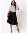 Women's Vintage Swing Dress,Polka Dot V Neck Knee-length Short Sleeve Red / Black Cotton Spring