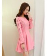 Women's Simple Solid Chiffon Dress , Round Neck Mini Polyester