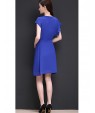 Women's Going out Vintage / Simple Sheath / Chiffon Dress,Embroidered Round Neck Above Knee Short Sleeve