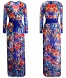 Women's Sexy Beach Casual Night Club Party Print Maxi Dress with Belt