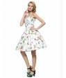 Women's Going out Vintage A Line / Skater Dress,Floral Strap Knee-length Sleeveless White / Black Cotton All Seasons