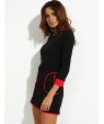 Women's Patchwork Black Dress , Casual / Work Round Neck Long Sleeve