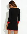 Women's Patchwork Black Dress , Casual / Work Round Neck Long Sleeve