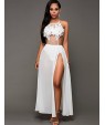 Women's Casual/Daily Sexy / Street chic Sheath See-through Dress,Patchwork Lace Mesh Strap Maxi Sleeveless