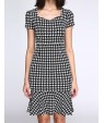 Women's Vintage / Simple Houndstooth Ruffle Slim Fishtail Plus Size / Sheath Dress,Square Neck Knee-length