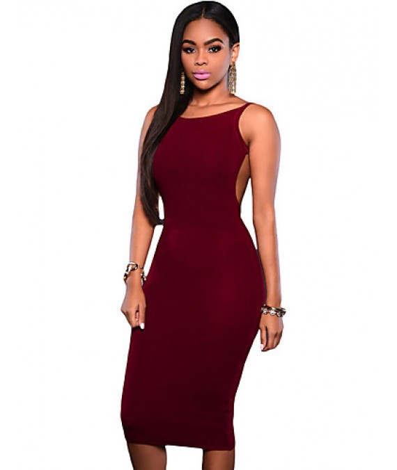 Women's Low Open Back Sleeveless Midi Dress