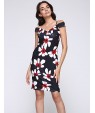 Women's Sexy Floral Bodycon Dress , V Neck Knee-length Cotton / Polyester