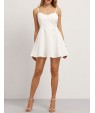 Women's Party/Cocktail Sexy A Line Dress,Solid Strap Mini Sleeveless White / Black Polyester Summer