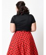 Women's Vintage Swing Dress,Polka Dot V Neck Knee-length Short Sleeve Red / Black Cotton Spring