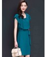 Women's Going out Vintage / Simple Sheath / Chiffon Dress,Embroidered Round Neck Above Knee Short Sleeve