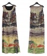 Women's Loose Dress,Print Round Neck Midi Sleeveless Summer