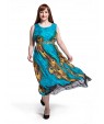 Women's Beach Plus Size / Swing Dress,Animal Print Round Neck Maxi Sleeveless Blue Polyester Summer