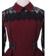 Women's Patchwork Red / Gray Lace Hin Thin Slim Temperament Dress , Work / Plus Sizes Shirt Collar Long Sleeve