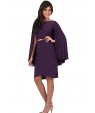 Women's Formal Vintage Street chic Plus Size Dress,Solid Round Neck Knee-length Long Sleeve Polyester Summer