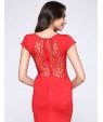 Women's Round Neck Dress , Lace Maxi Short Sleeve