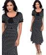 Women's Work Plus Size Dress,Print Round Neck Knee-length Short Sleeve Red / Black Summer