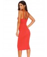 Women's Double Straps Cross Back V Neck Calf Length Dress