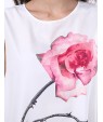 Women's Simple / Street chic Loose Dress,Floral Round Neck Above Knee Sleeveless White Polyester Summer