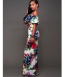 Women's Going out Vintage Slim Backless Sheath Dress,Floral Boat Neck Maxi Sleeveless