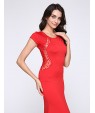 Women's Round Neck Dress , Lace Maxi Short Sleeve