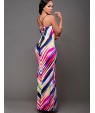 Women's Casual/Daily Sexy Criss-Cross Split Bandage Sheath Dress,Striped / Color Block Halter Maxi Sleeveless