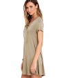 Women's Club Sexy Skater Dress,Solid V Neck Mini Short Sleeve Beige / Black / Green / Orange Polyester