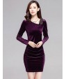 Women's Plus Size / Going out Street chic Bodycon Dress,Solid Asymmetrical Above Knee Long Sleeve Red / Black / Purple